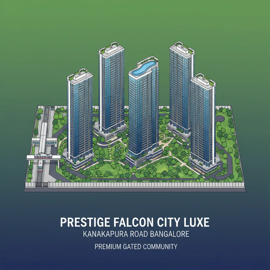 Best Apartment in Kanakapura Road - Prestige Falcon City Luxe aerial view of luxury residential towers with rooftop pool