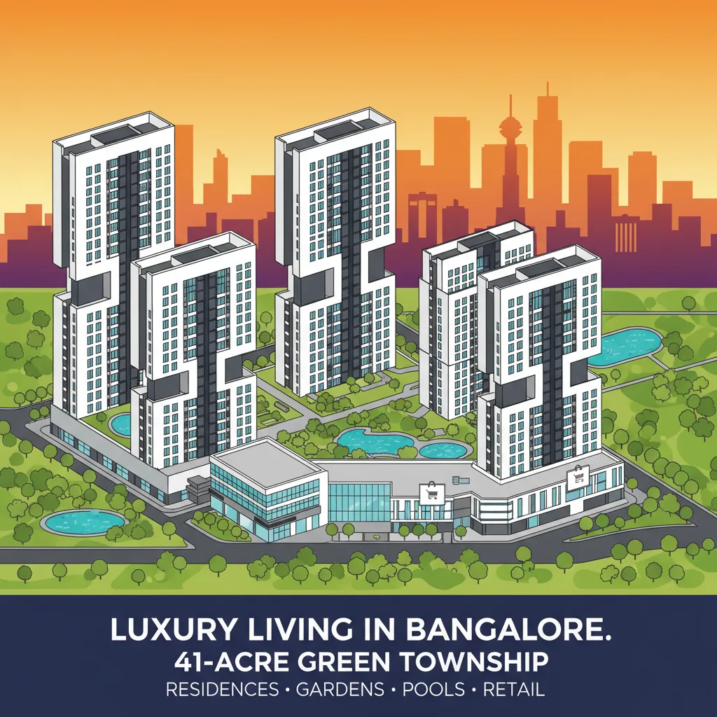 Biggest Apartment in Kanakapura Road - Prestige Falcon City Luxe aerial view of 41-acre luxury township