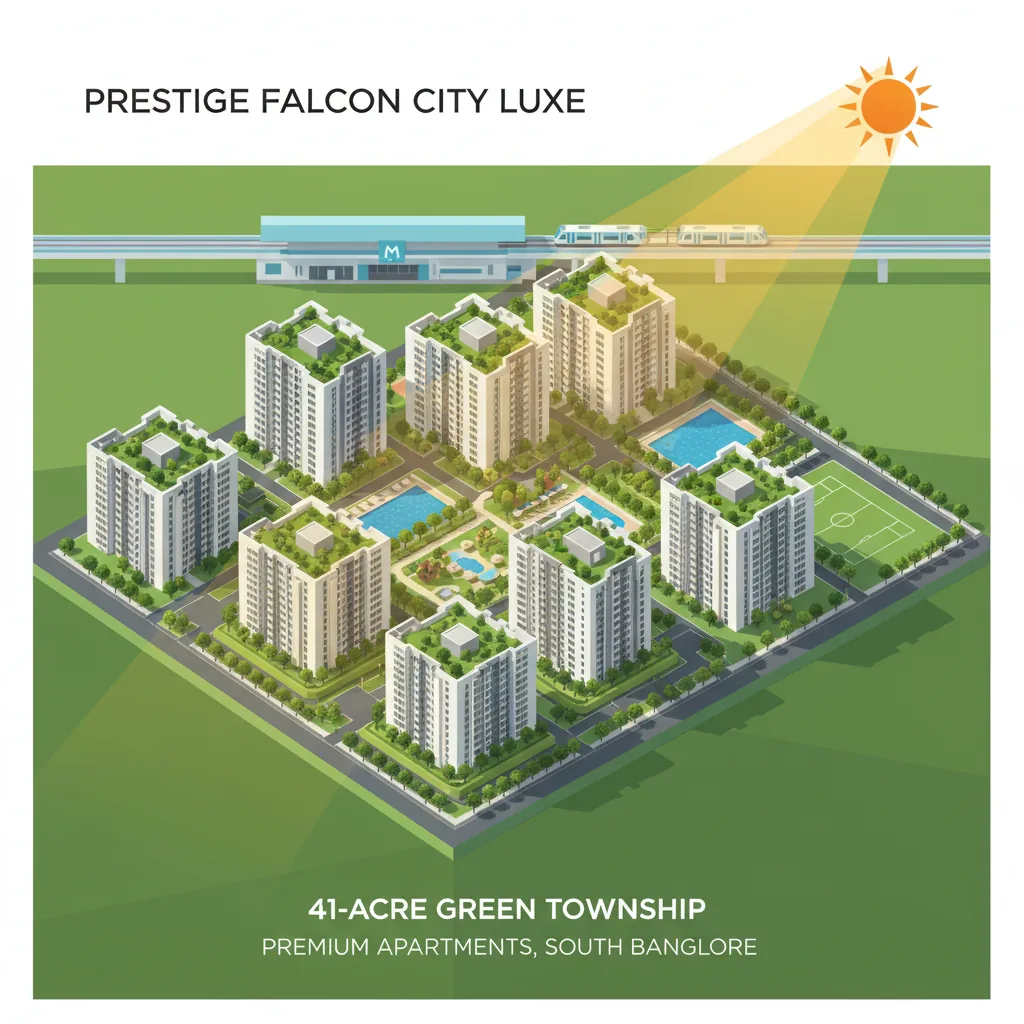 Pre Launch Apartment in South Bangalore - Modern luxury residential high-rise towers aerial view