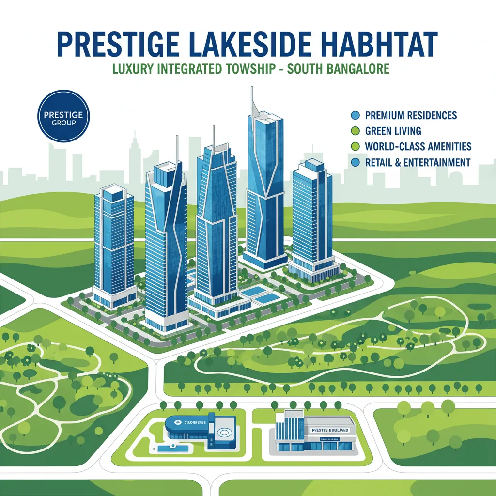 Prestige Group luxury residential towers and integrated township aerial view