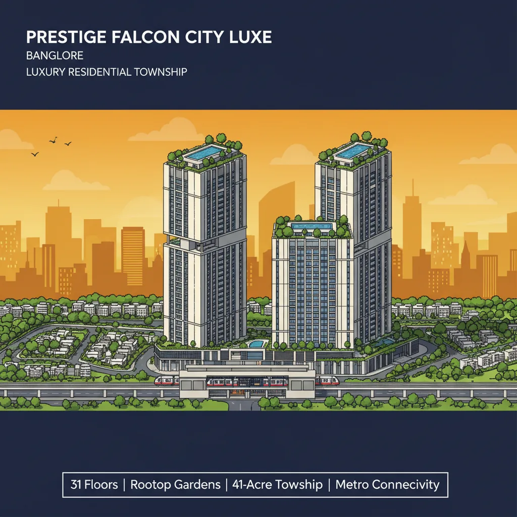 Prestige Falcon City Luxe - Modern luxury residential towers in Bangalore with rooftop gardens and swimming pool